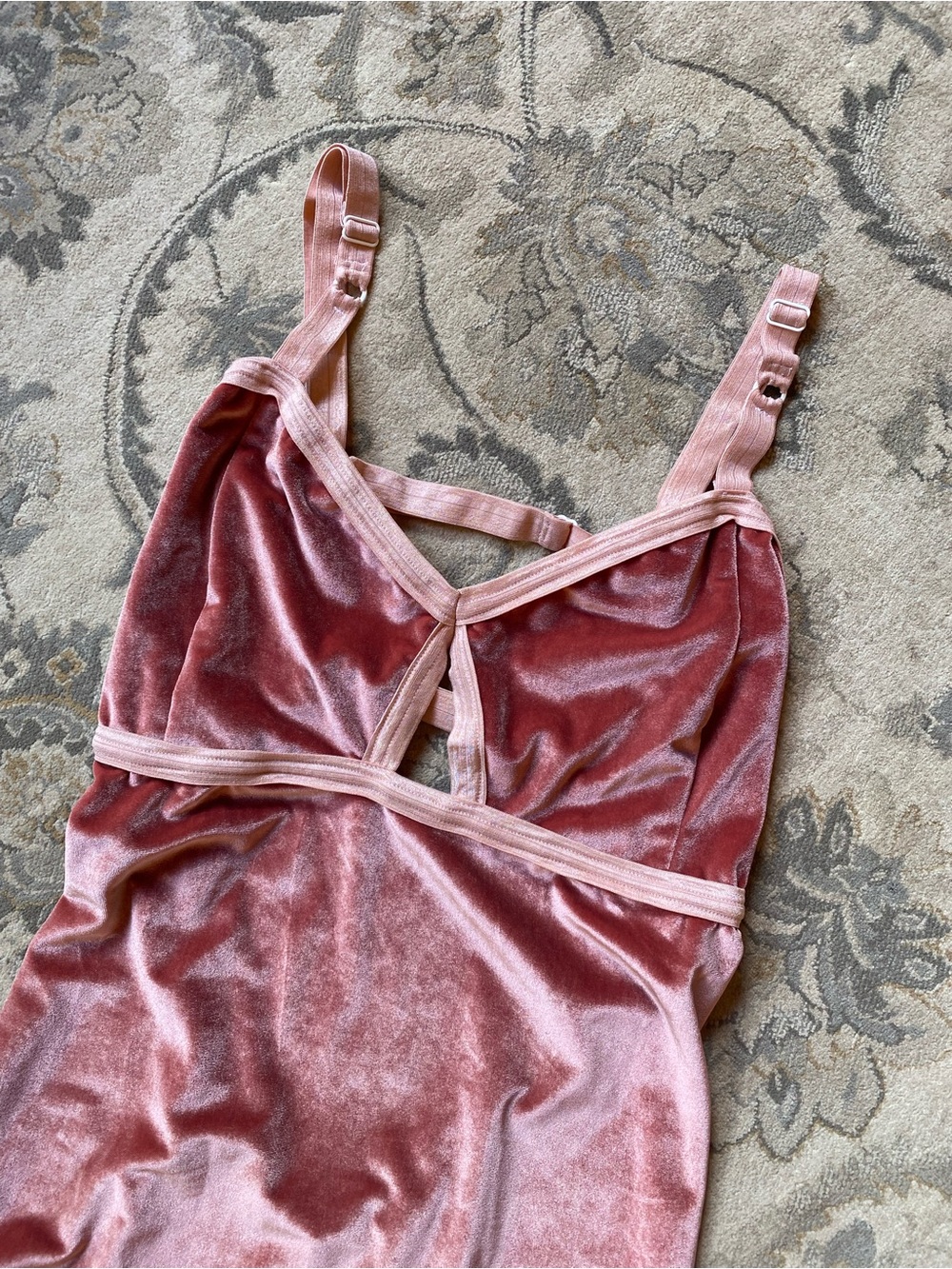 Solstice Intimates Velvet Strappy bodysuit - Dusty Rose
